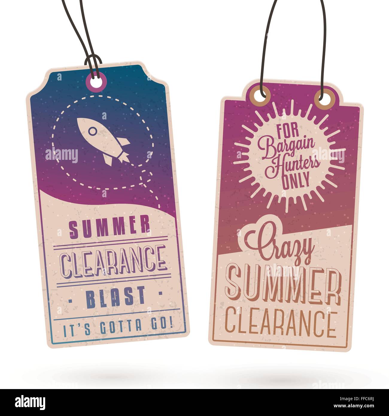 Collezione di Vintage Summer Sales relativi cartellini Illustrazione Vettoriale