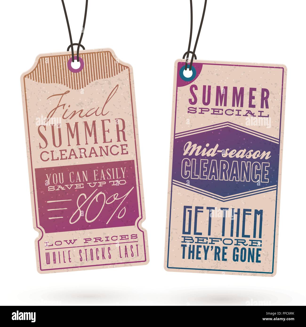 Collezione di Vintage Summer Sales relativi cartellini Illustrazione Vettoriale