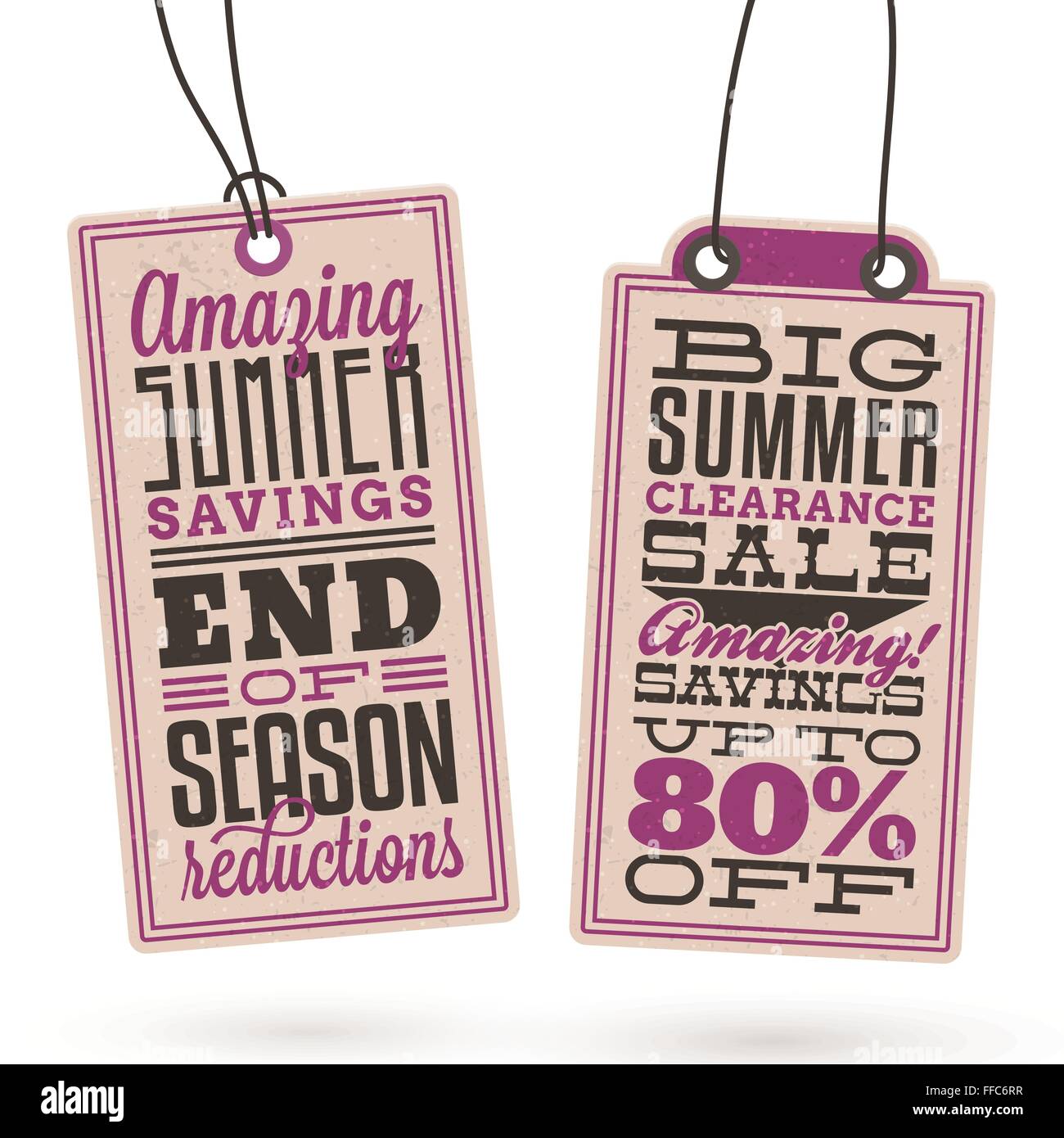Collezione di Vintage Summer Sales relativi cartellini Illustrazione Vettoriale