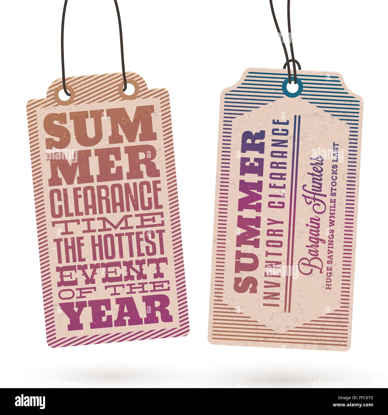 Collezione di Vintage Summer Sales relativi cartellini Illustrazione Vettoriale