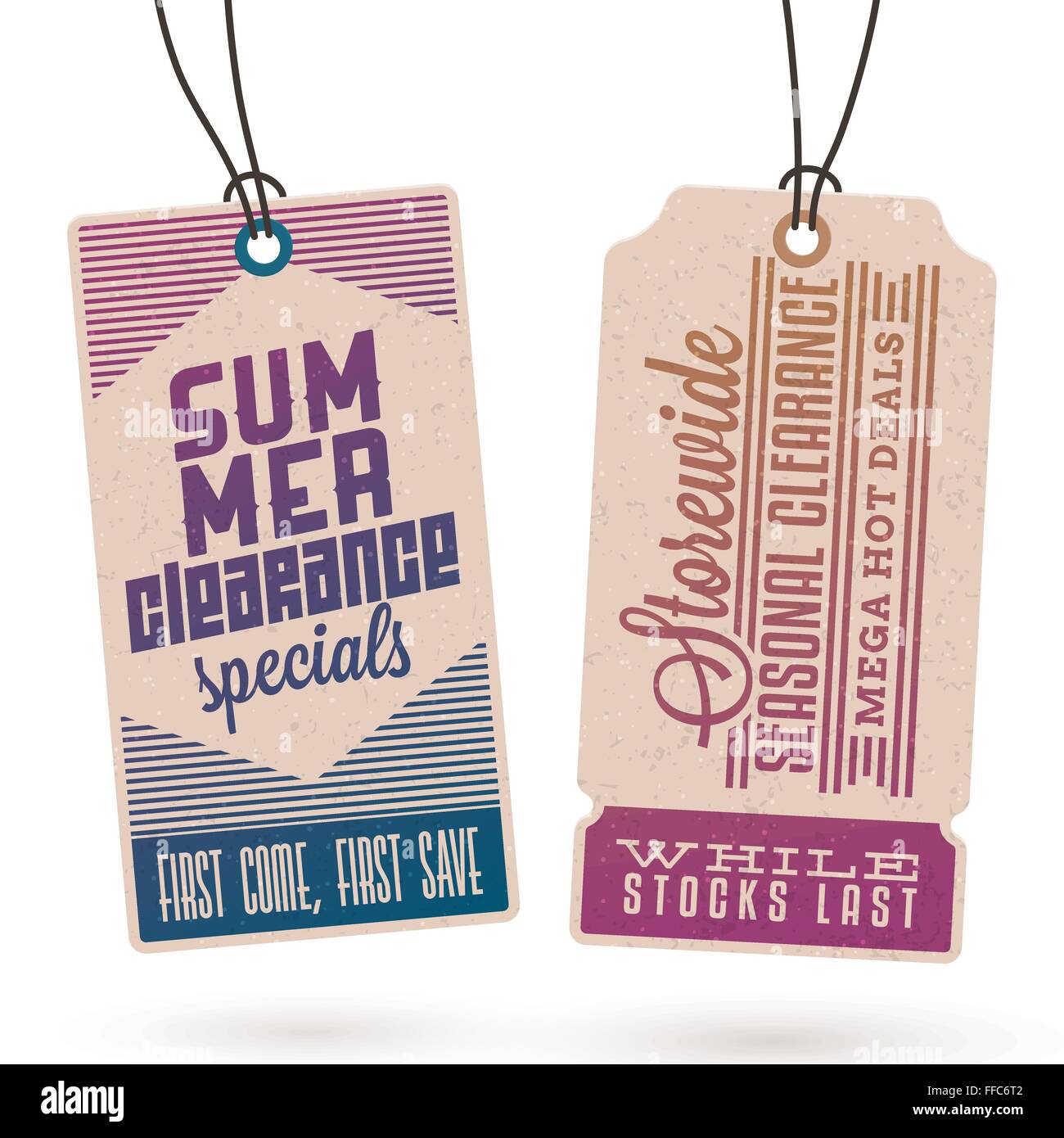 Collezione di Vintage Summer Sales relativi cartellini Illustrazione Vettoriale