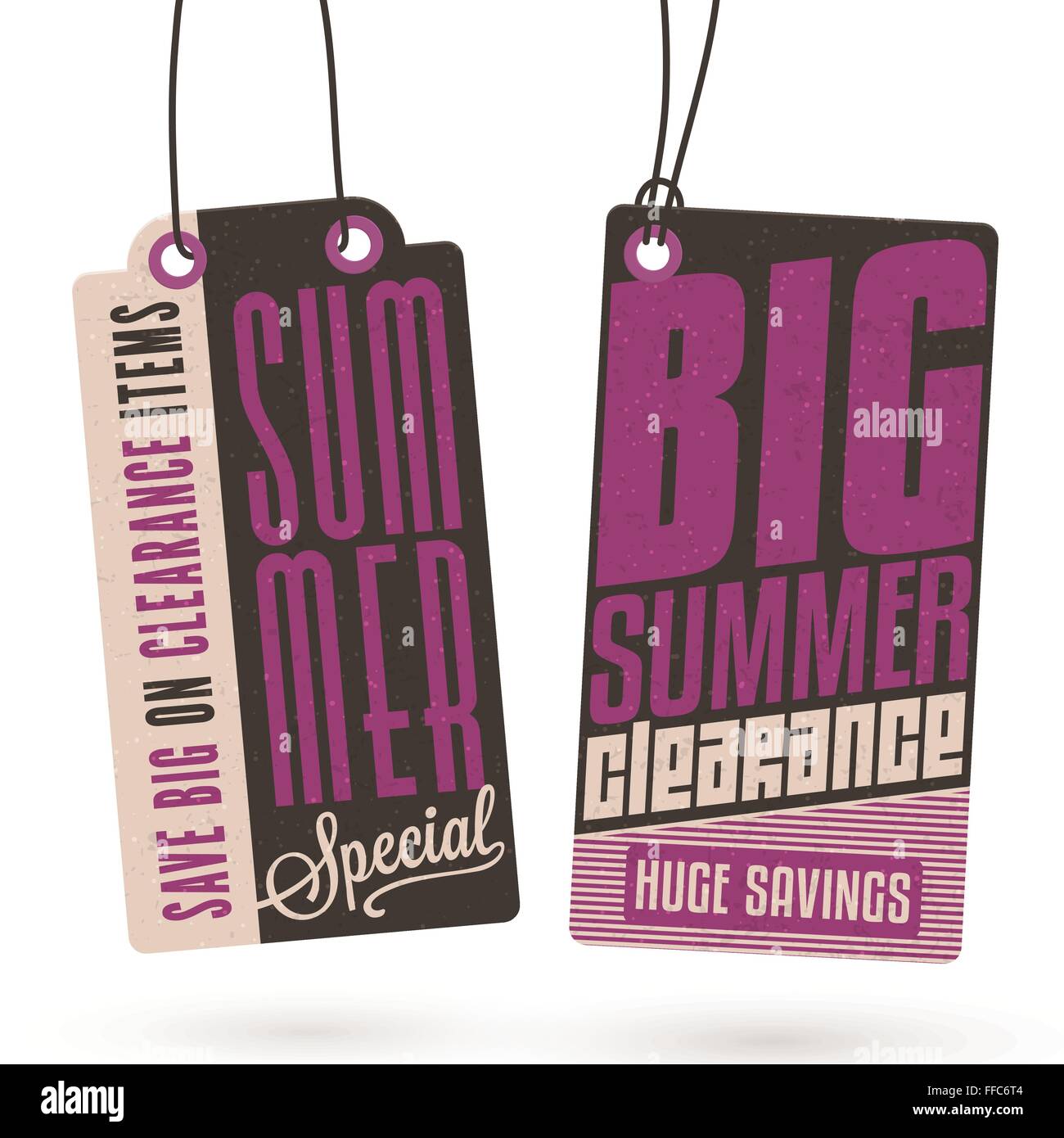 Collezione di Vintage Summer Sales relativi cartellini Illustrazione Vettoriale