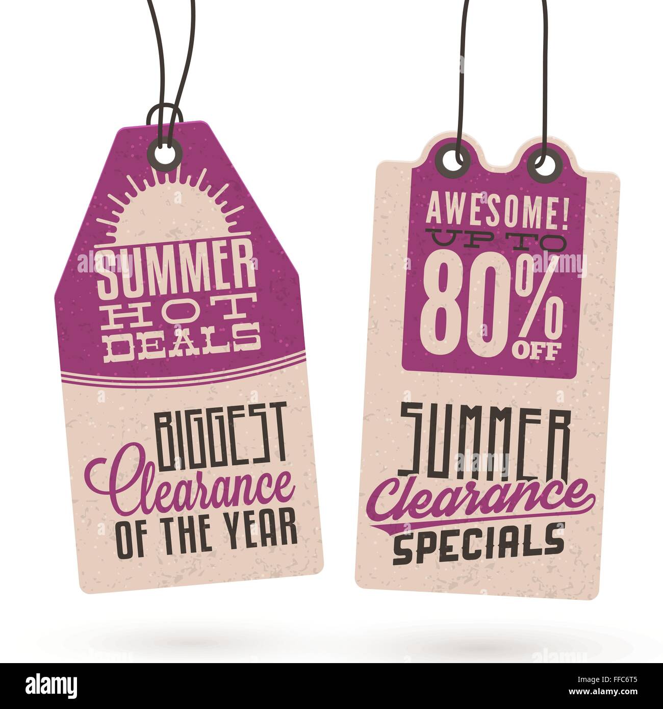 Collezione di Vintage Summer Sales relativi cartellini Illustrazione Vettoriale
