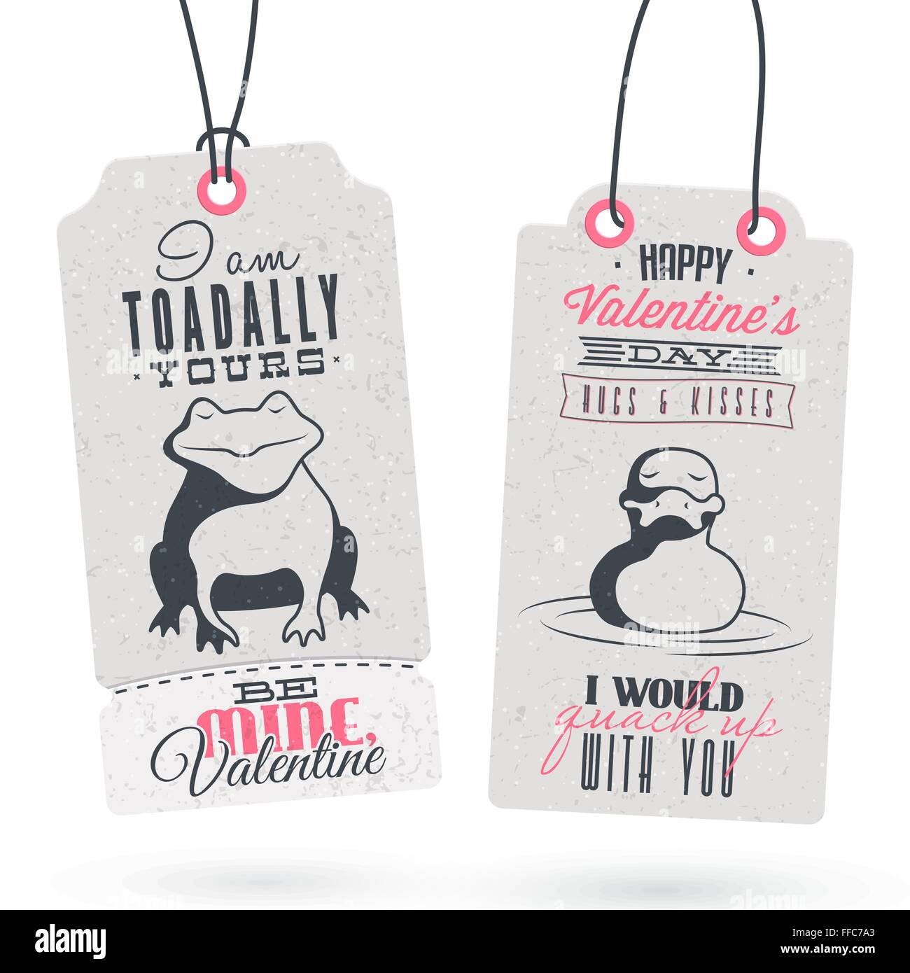 Raccolta di 2 Vintage San Valentino regalo correlati Tags Illustrazione Vettoriale