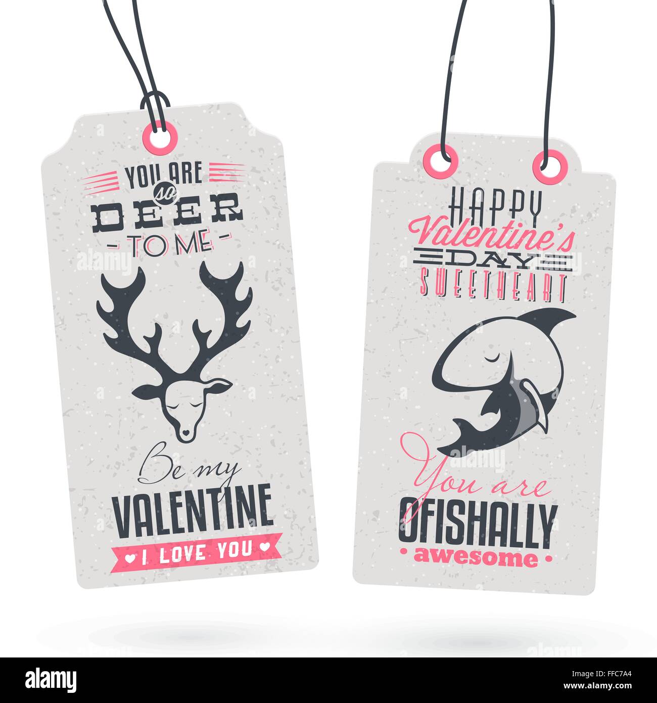 Raccolta di 2 Vintage San Valentino regalo correlati Tags Illustrazione Vettoriale