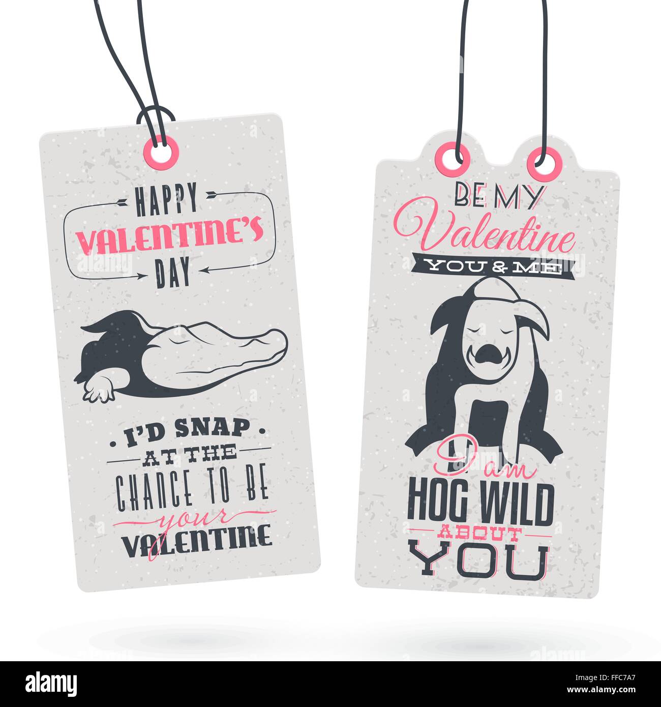 Raccolta di 2 Vintage San Valentino regalo correlati Tags Illustrazione Vettoriale