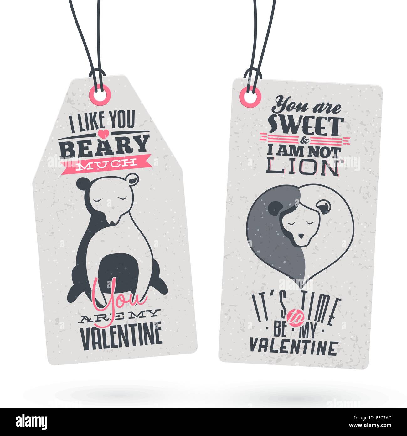 Raccolta di 2 Vintage San Valentino regalo correlati Tags Illustrazione Vettoriale