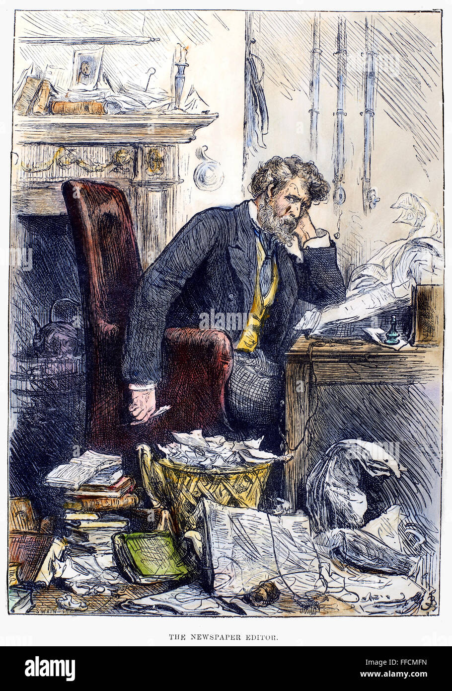 EDITOR di giornale, 1880. /NWood incisione, inglese, 1880. Foto Stock