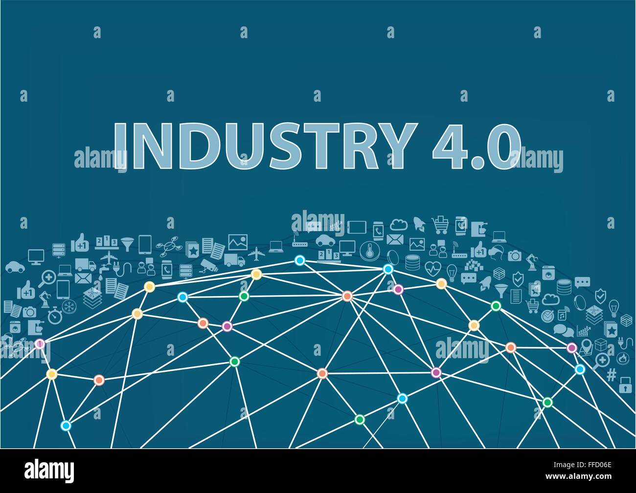 L'industria 4.0 illustrazione vettoriale sfondo. Internet delle cose Illustrazione Vettoriale