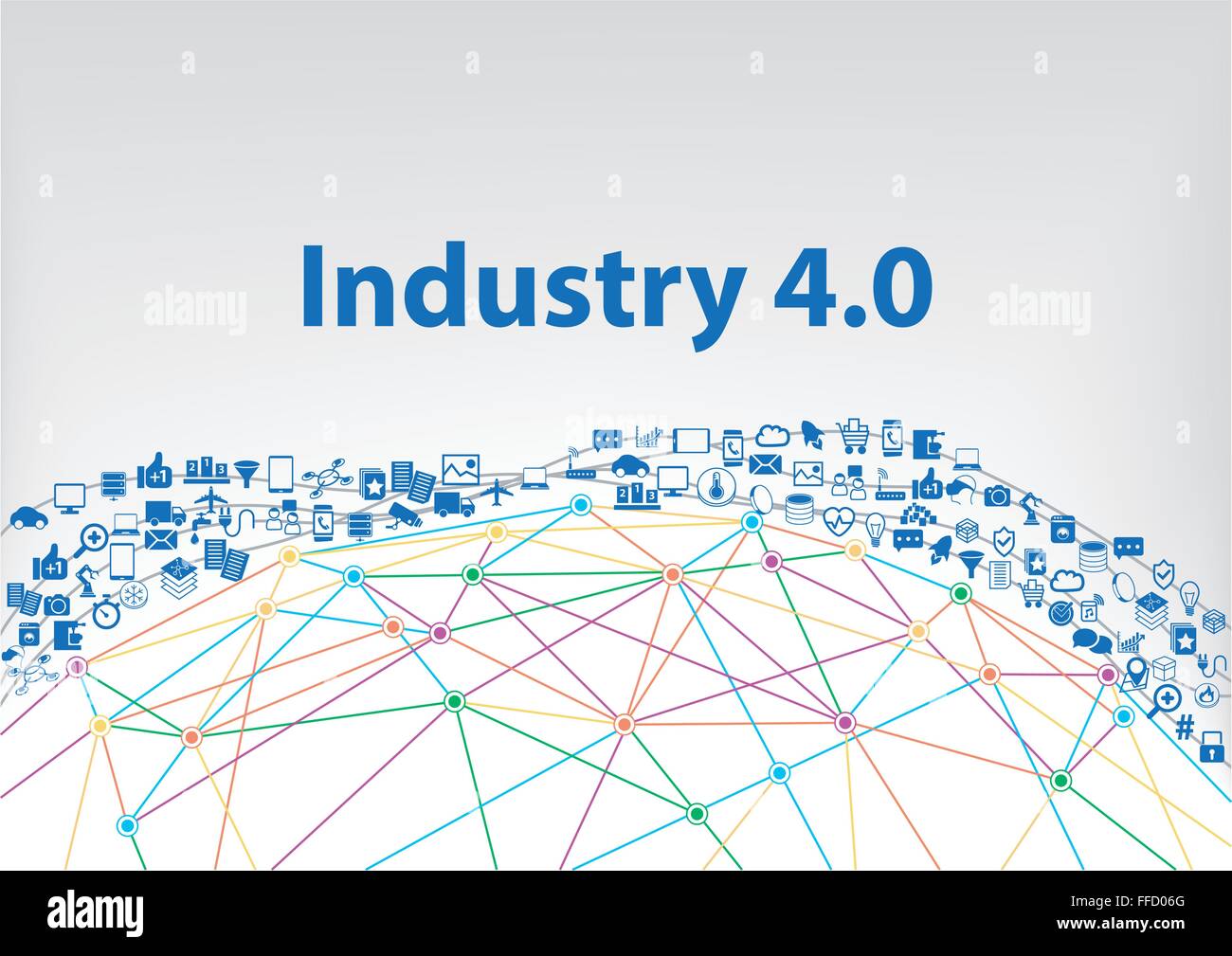 L'industria 4.0 illustrazione vettoriale sfondo. Internet delle cose Illustrazione Vettoriale