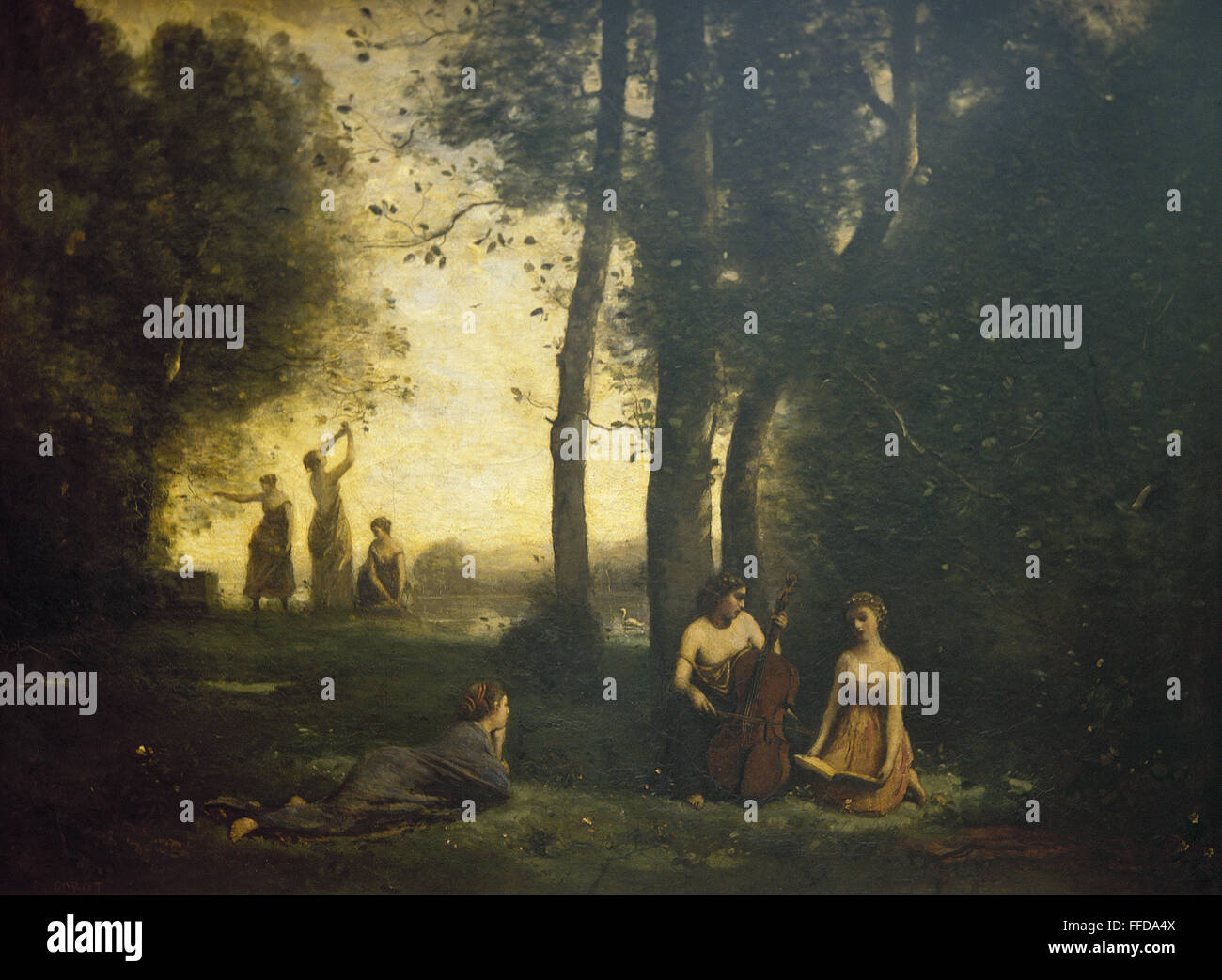 COROT: Concerto rustico. /Nil Concerto rustico. Olio su tela, 1857, da Jean-Baptiste Camille Corot. Foto Stock