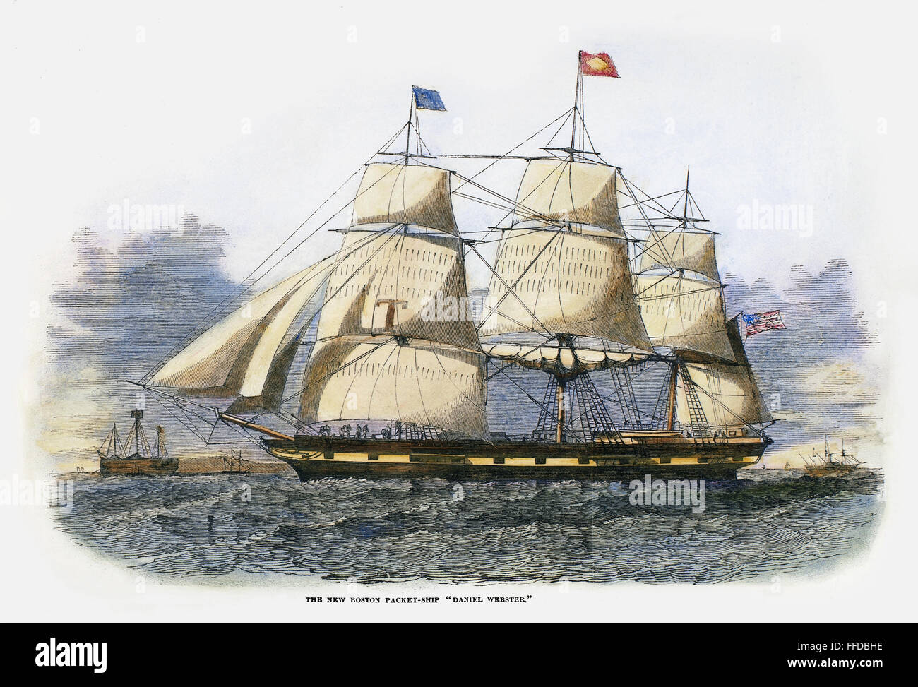 CLIPPER SHIP, 1851. /Nil American clipper ship 'Daniel Webster.' incisione su legno, inglese, 1851. Foto Stock