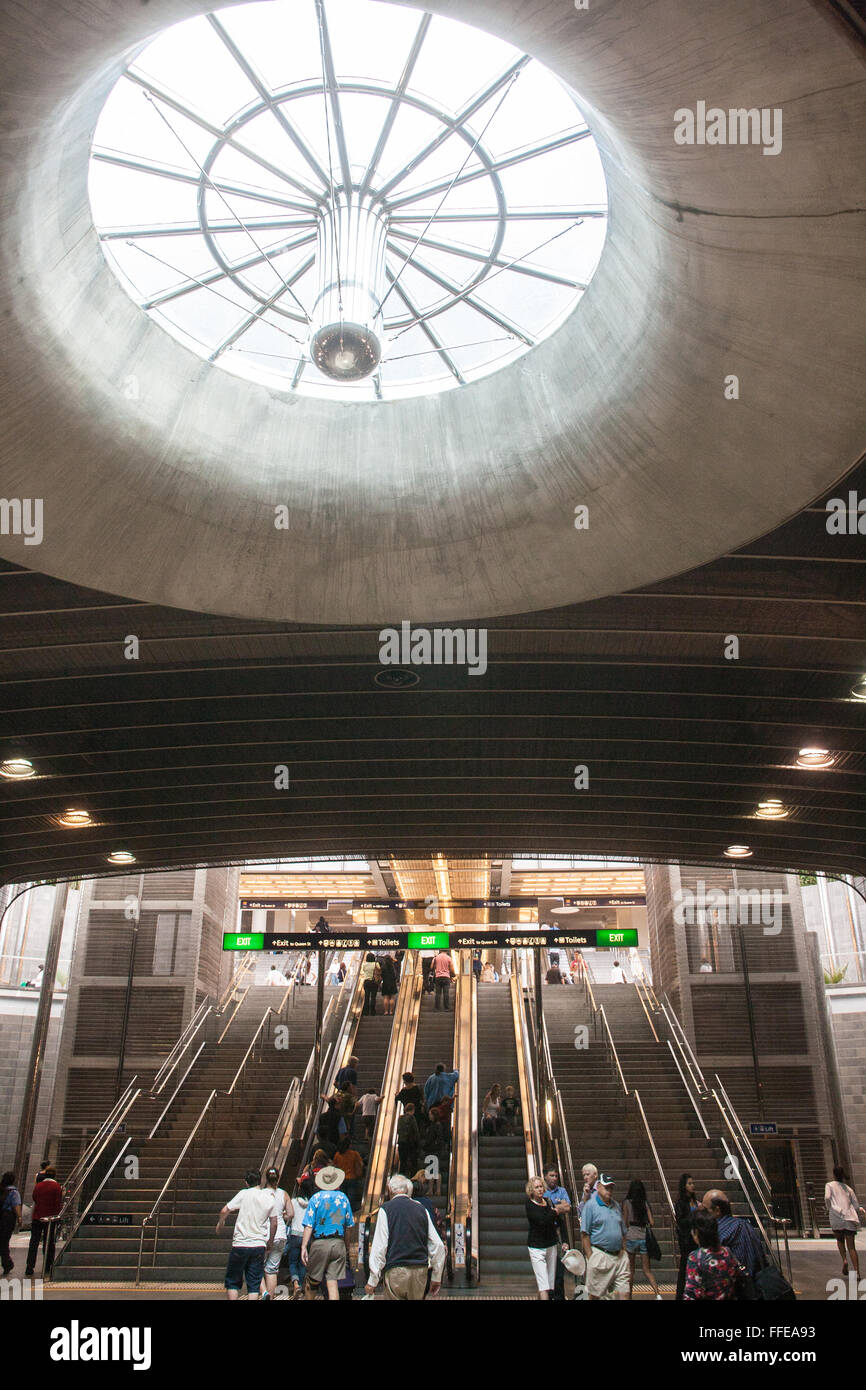 Struttura di vetro e acciaio che di Britomart treno hub di trasporto a Auckland,l'isola nord,Nuova Zelanda,pacifico, Foto Stock