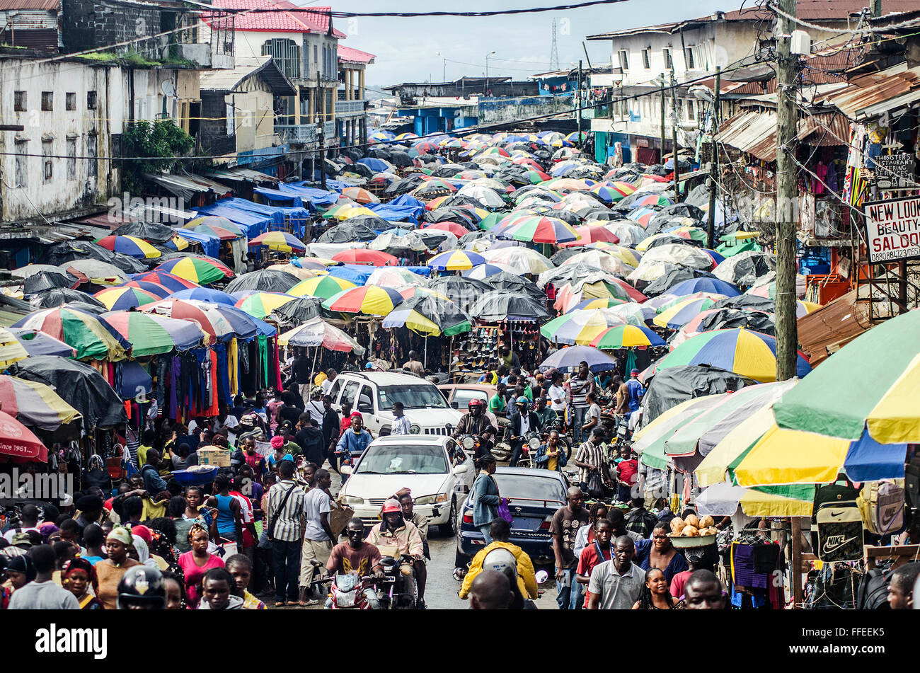 Mercato di Monrovia, Liberia. Foto Stock