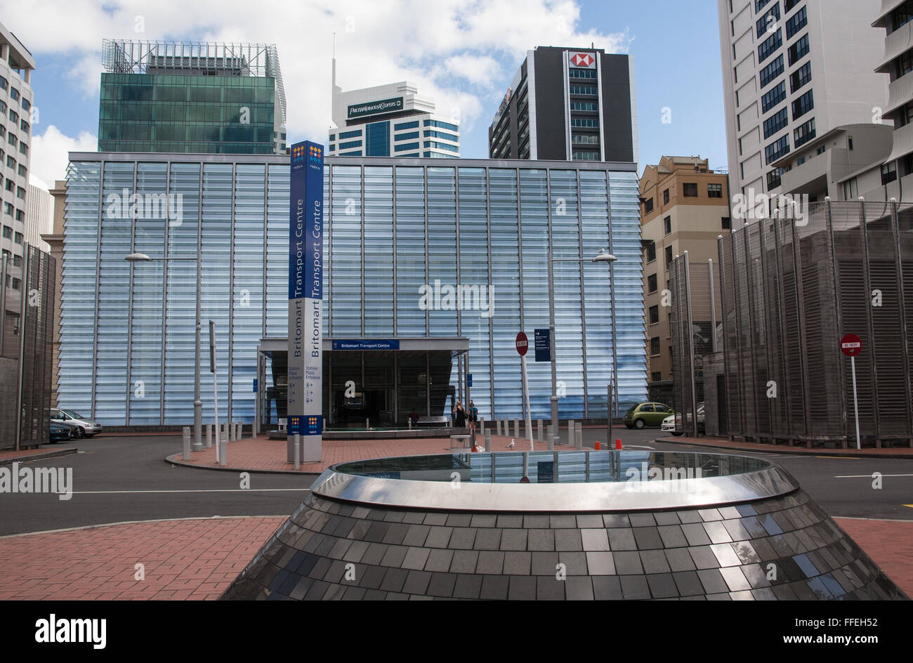 Struttura di vetro e acciaio che di Britomart treno hub di trasporto a Auckland,l'isola nord,Nuova Zelanda,pacifico, Foto Stock