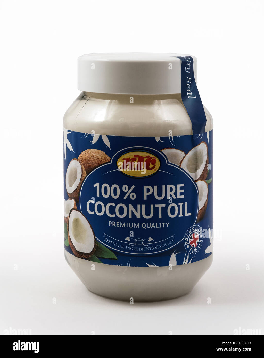 Un vasetto di olio di noce di cocco Foto Stock