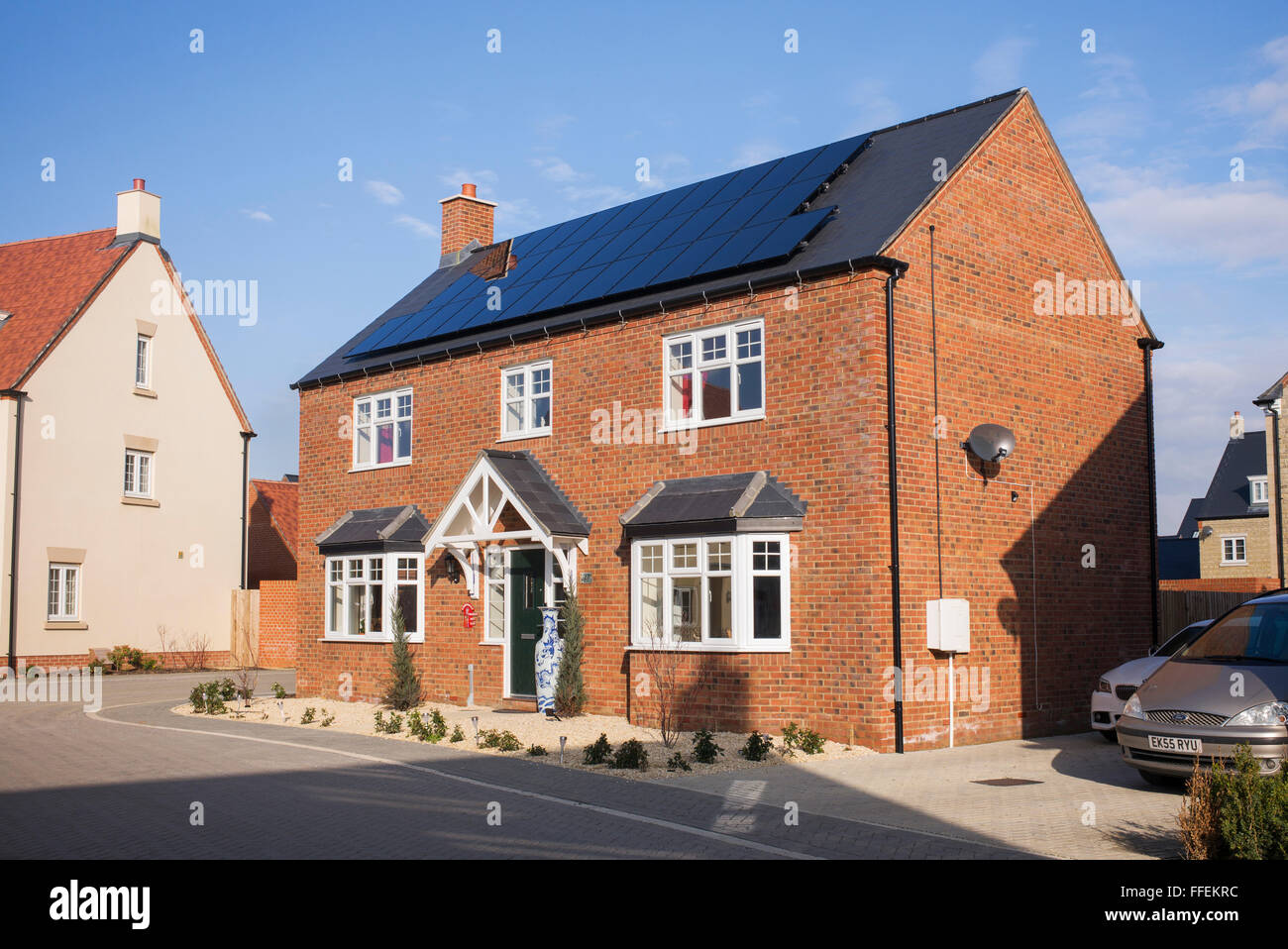 Alloggiamento moderno sviluppo, Kingsmere, Bicester, Oxfordshire, Inghilterra Foto Stock