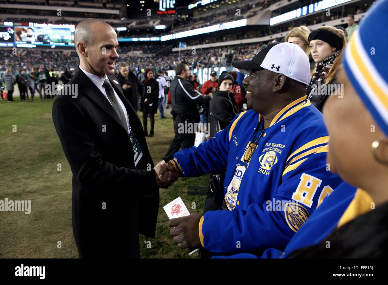 HS Football Stato e pop Warner Nat' champions frequentare il NFC East Div dic. 26, 2015 Redskins vs. Eagles gioco in Philadelphia Foto Stock