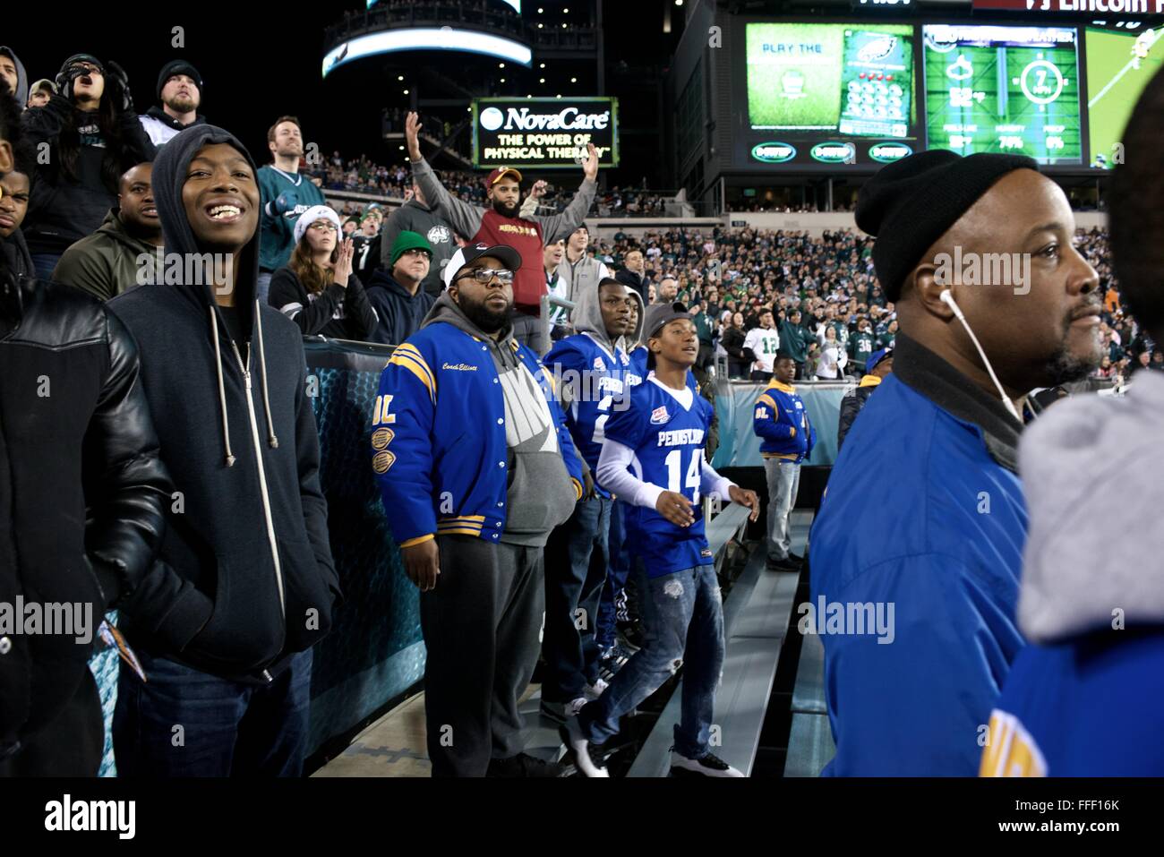 HS Football Stato e pop Warner Nat' champions frequentare il NFC East Div dic. 26, 2015 Redskins vs. Eagles gioco in Philadelphia Foto Stock