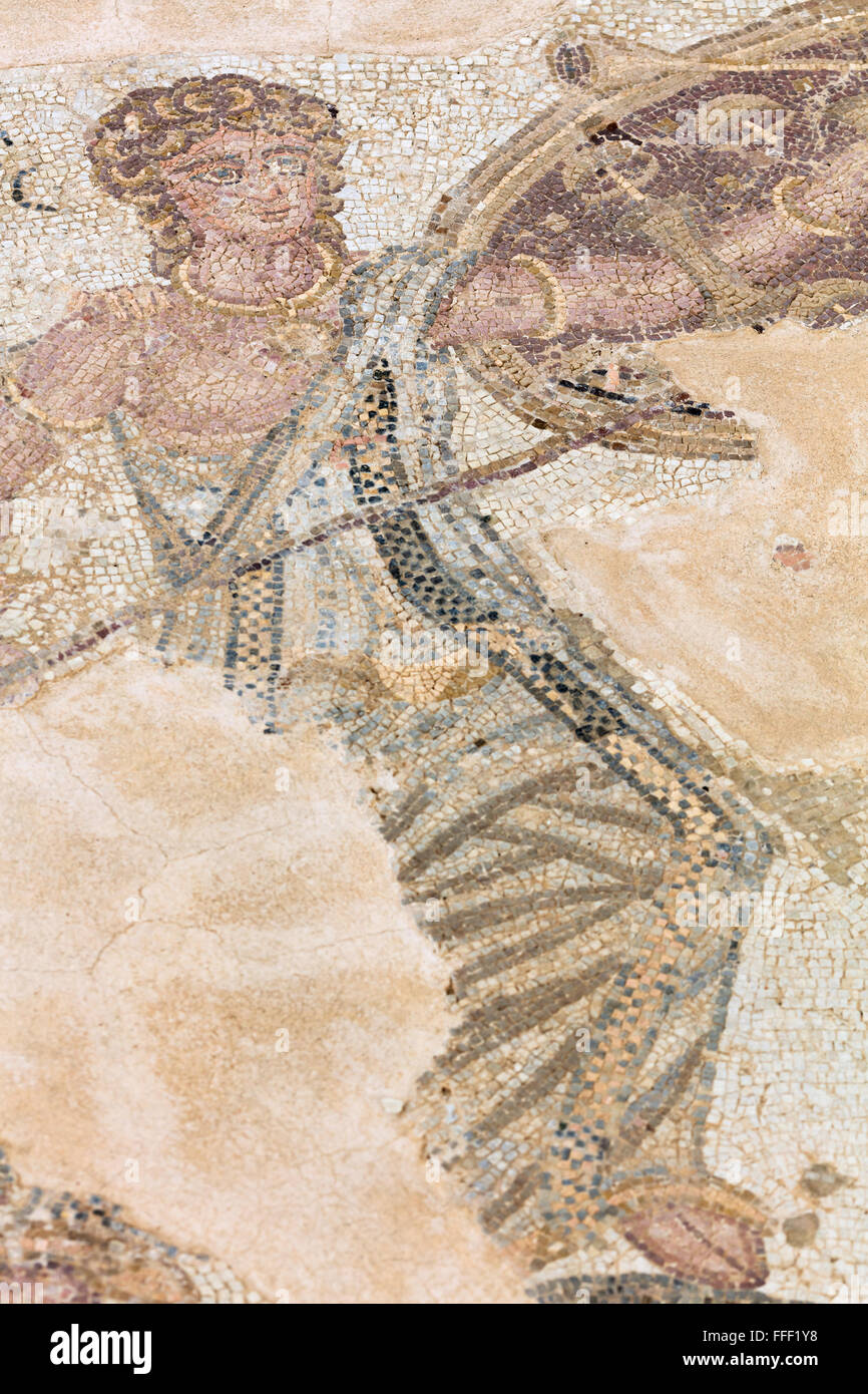 Mosaici in casa di Achille (IV secolo), antica città greca Kourion, vicino a Limassol, Cipro Foto Stock