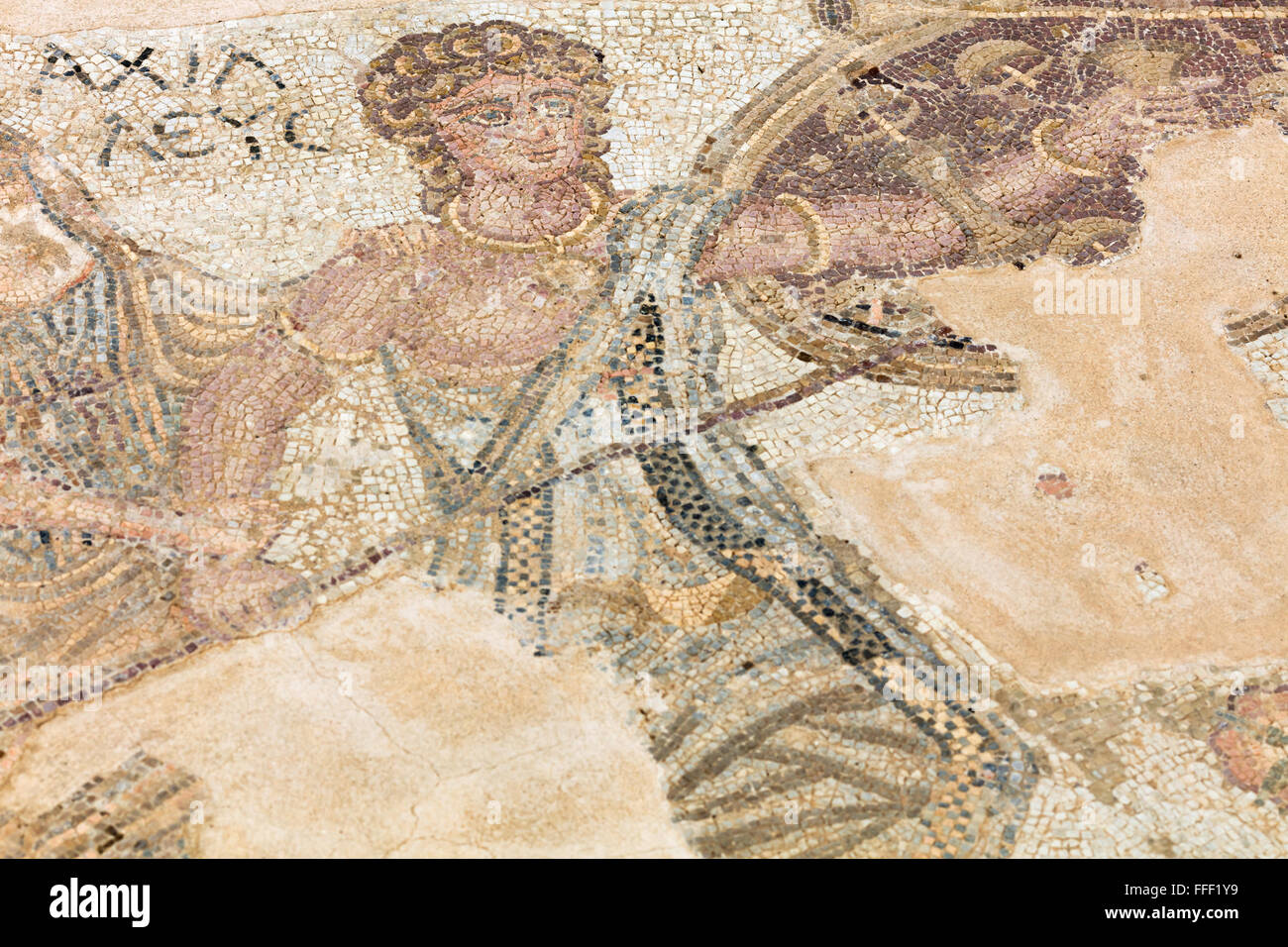 Mosaici in casa di Achille (IV secolo), antica città greca Kourion, vicino a Limassol, Cipro Foto Stock
