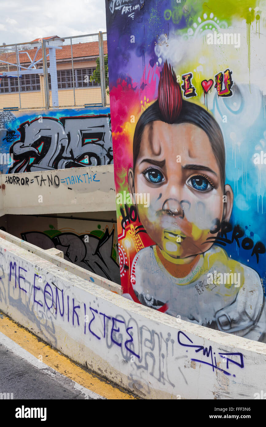 Graffiti Street, Nicosia, Cipro Foto Stock