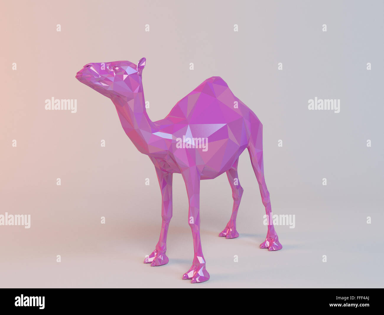 3D bassa rosa poli animale all'interno di una fase di bianco con alta qualità di rendering per essere usato come un logo, medaglia, simbolo, forma, emblema Foto Stock