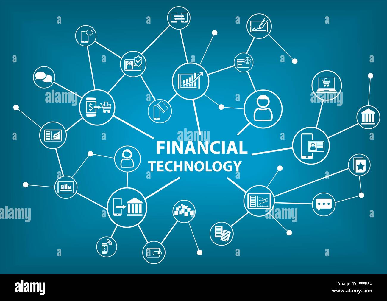 La tecnologia finanziaria (Fin-Tech) concetto come illustrazione vettoriale sfondo Illustrazione Vettoriale