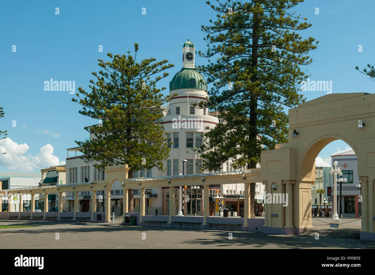 Colonnato, Marine Parade, Napier, Hawke's Bay, Nuova Zelanda Foto Stock
