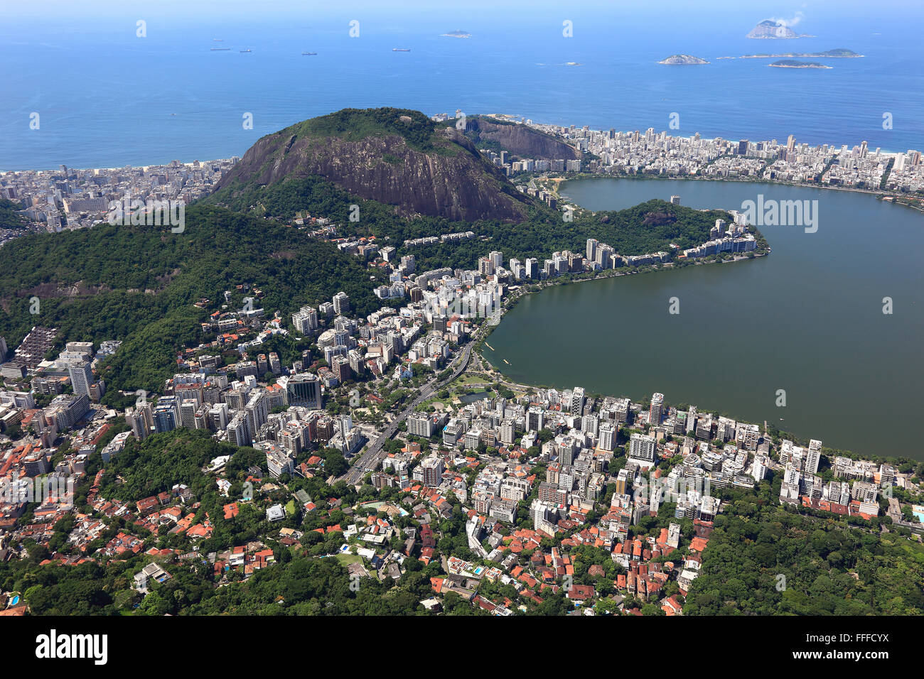 Vista dal Corcovado a Rio de Janeiro in Brasile Foto Stock