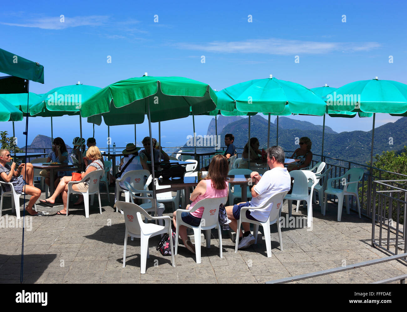 Cafe sulla sommità del monte Corcovado Rio de Janeiro, Brasile Foto Stock