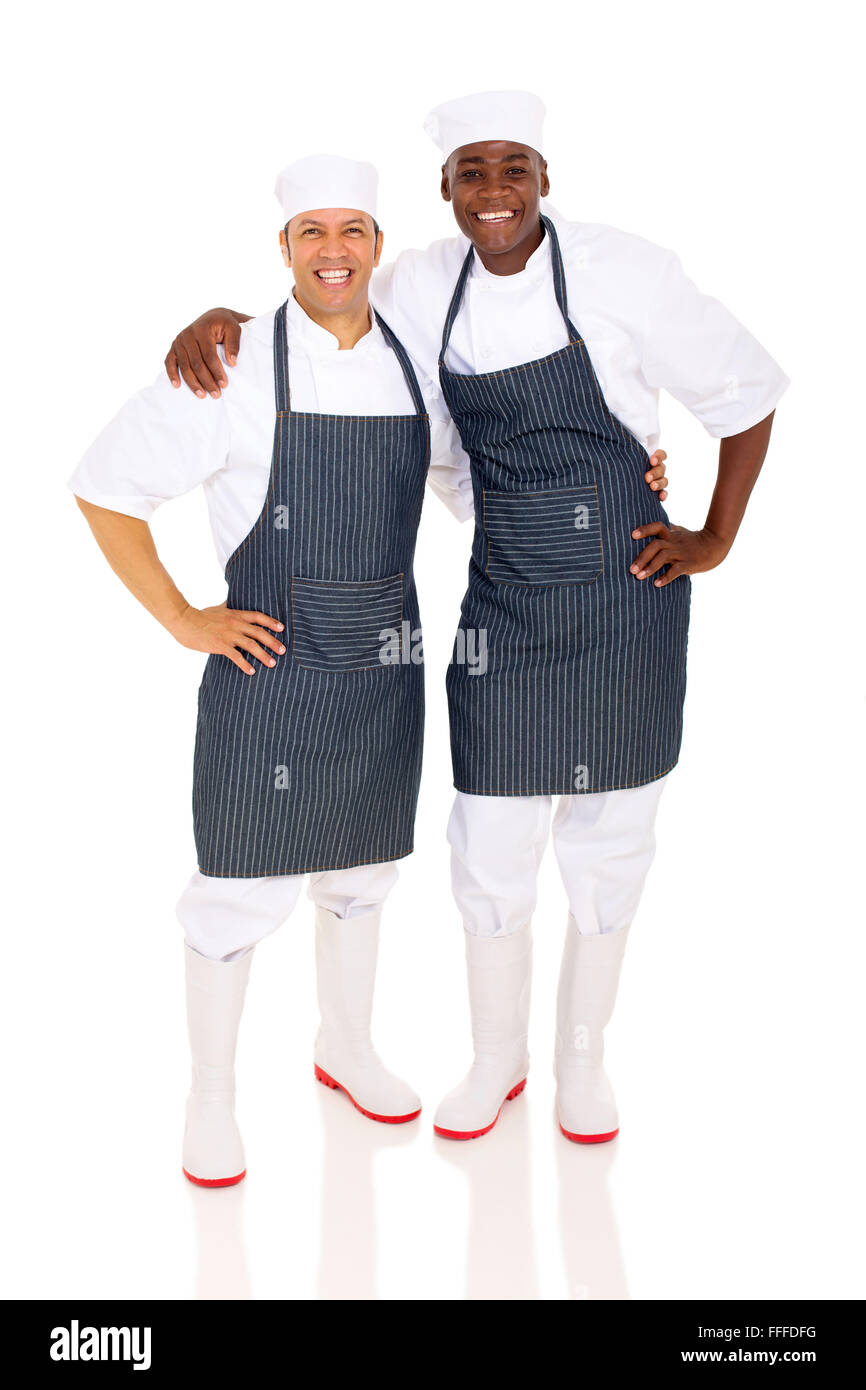 Ritratto di professionale cuochi multirazziale isolato su bianco Foto Stock