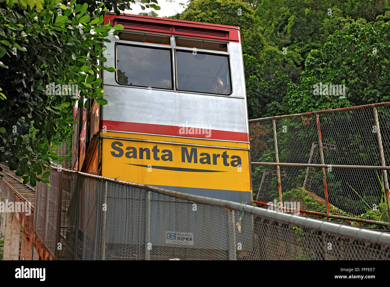 Favela di Santa Marta, Rio de Janeiro, Brasile, funicolare Foto Stock
