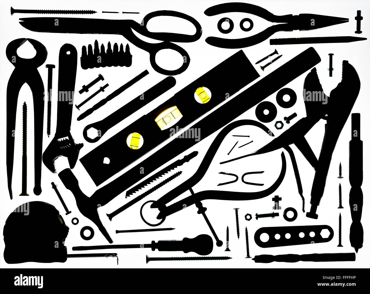 Gli utensili da officina modello silhouette Foto Stock