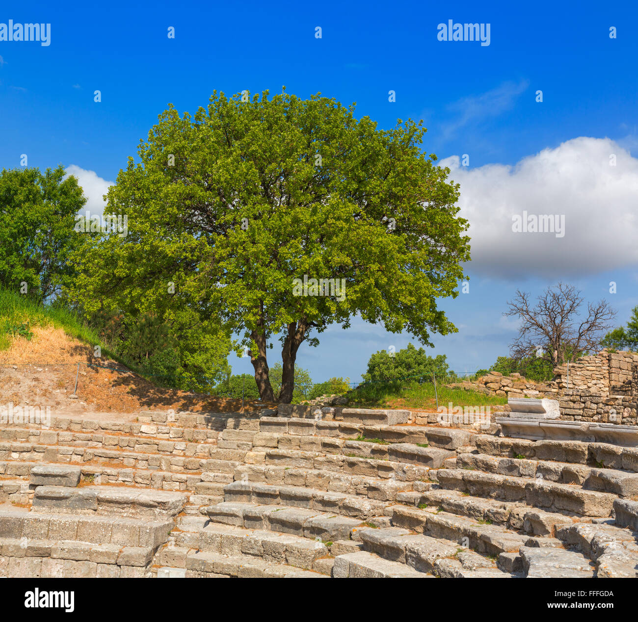 Odeon, resti di antiche Troy, Canakkale Provincia, Turchia Foto Stock