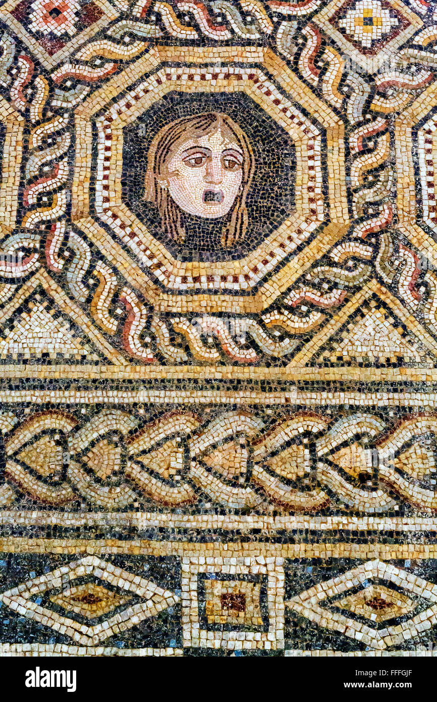Mosaico, Pergamon, Bergama, provincia di Izmir, Turchia Foto Stock