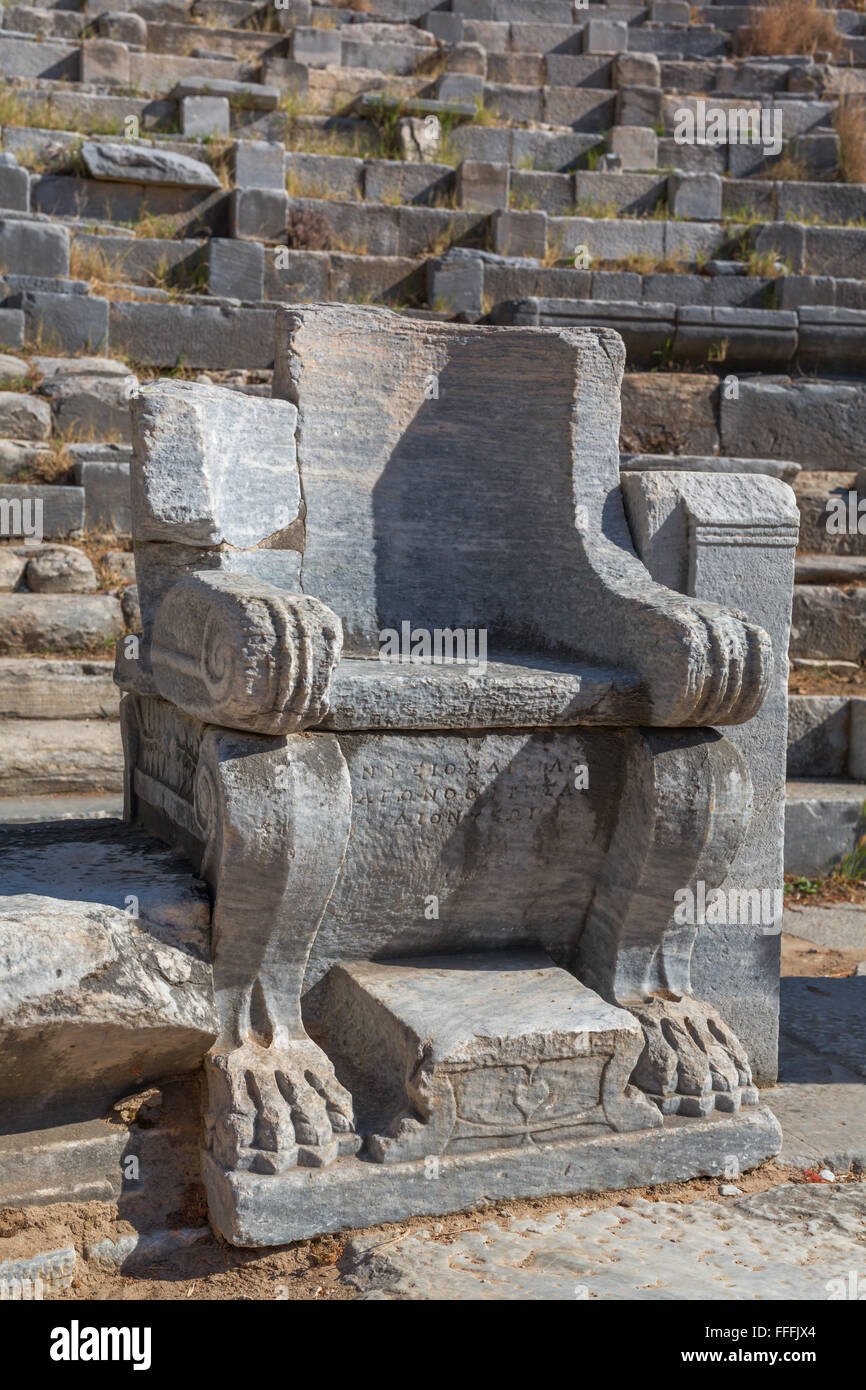 Teatro, Rovine dell antica Priene, Aydin Provincia, Turchia Foto Stock