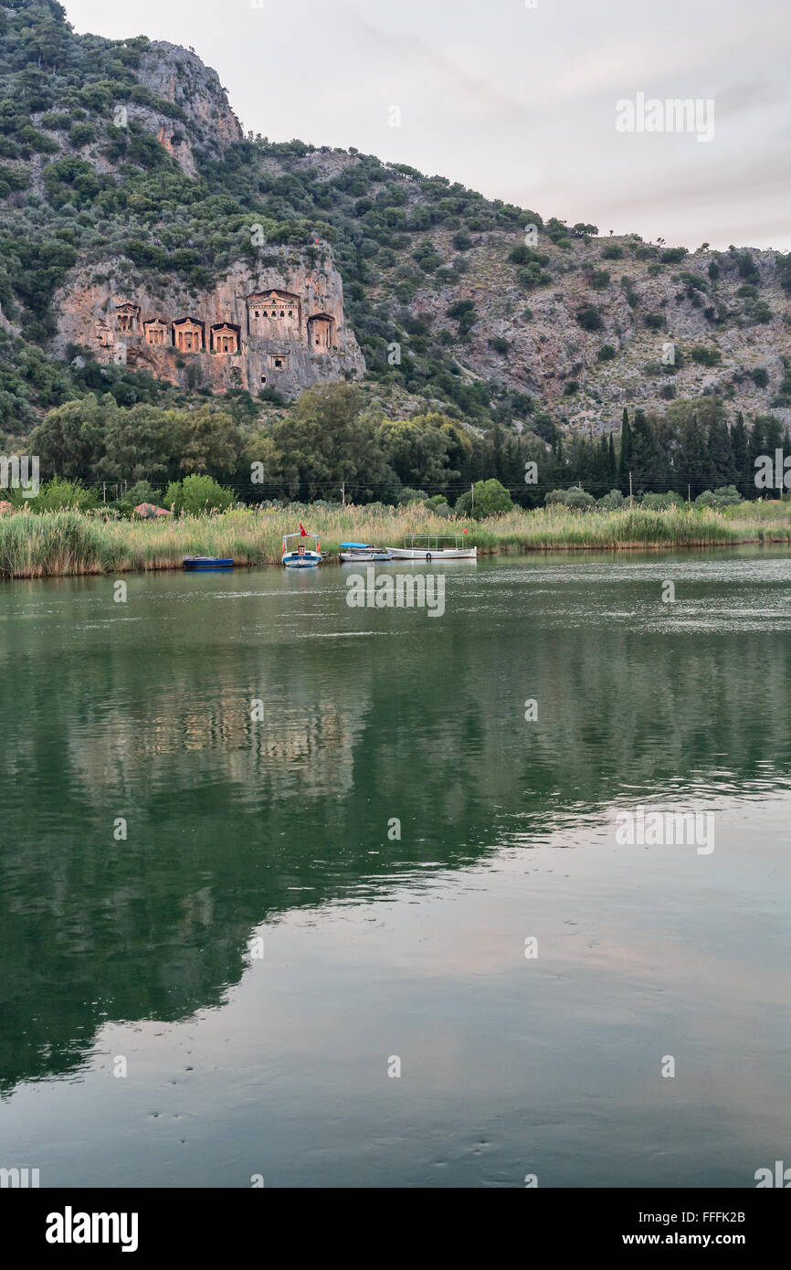 Lycian tombe, Dalyan, Provincia di Mugla, Turchia Foto Stock