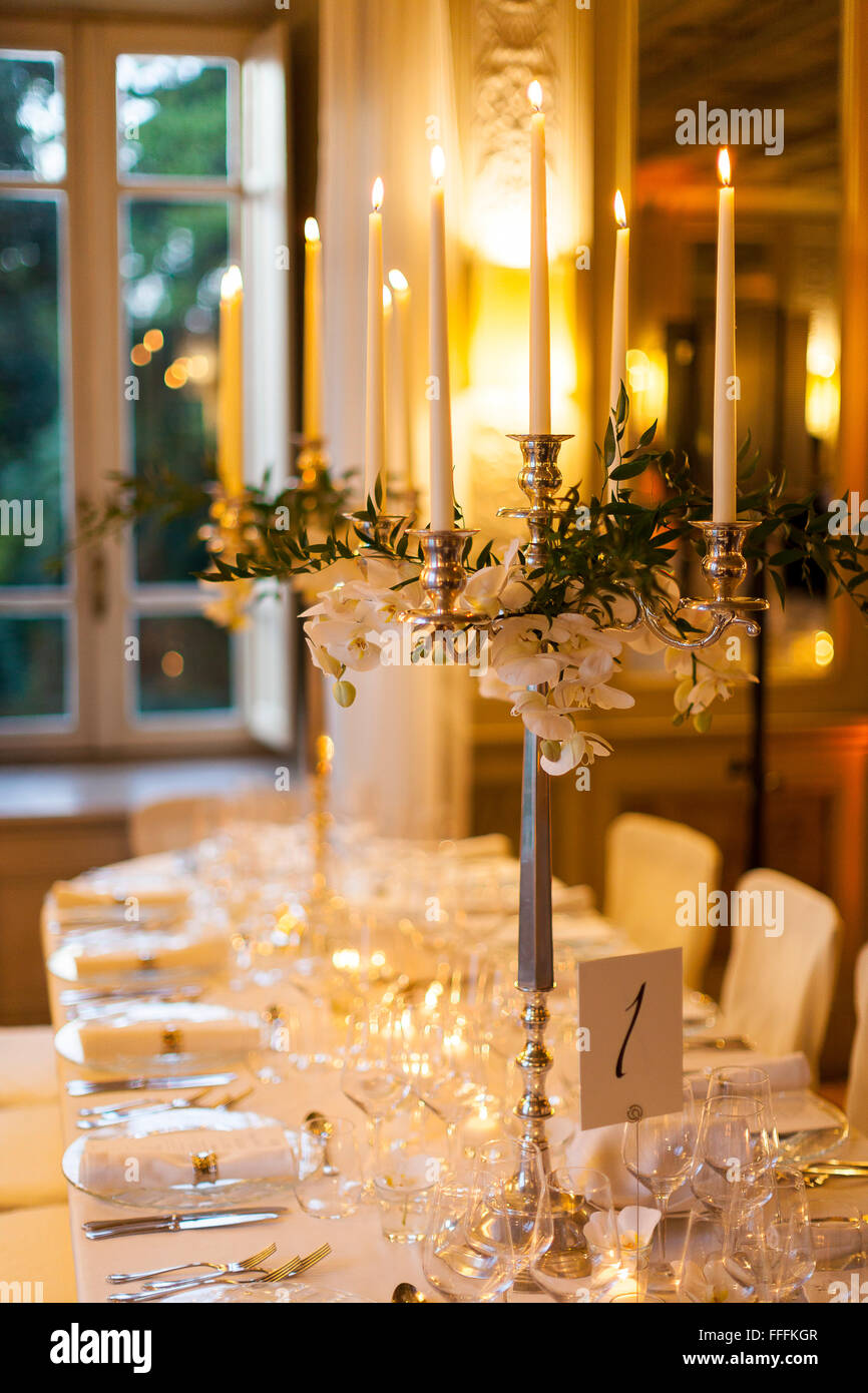 Cena di Gala le impostazioni di una tavola Foto Stock