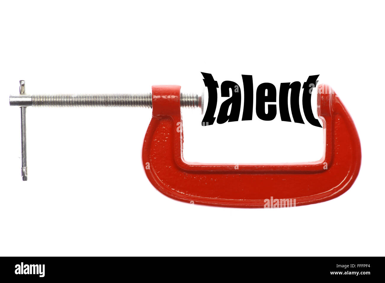 La parola " talento " è compresso con una morsa. Foto Stock