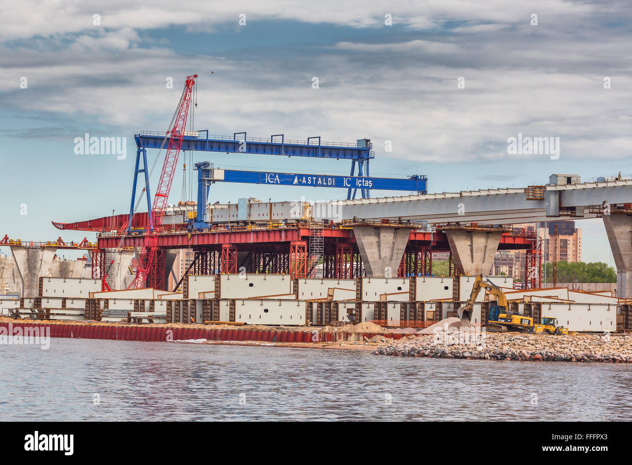 Nuova costruzione di ponti, San Pietroburgo, Russia Foto Stock