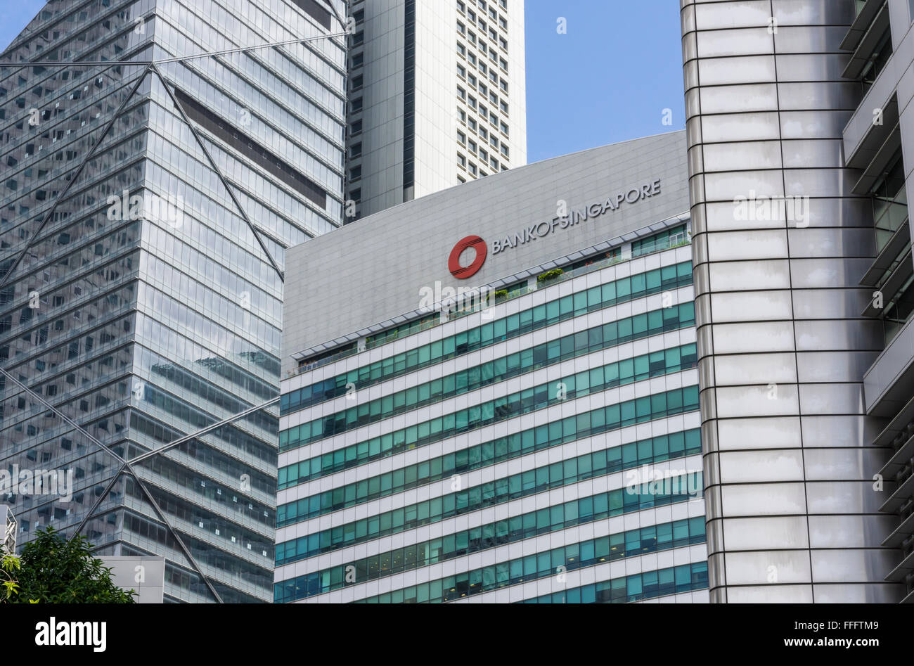 Banca di Singapore edificio nel centro del CBD di Core, Raffles Place, Singapore Foto Stock