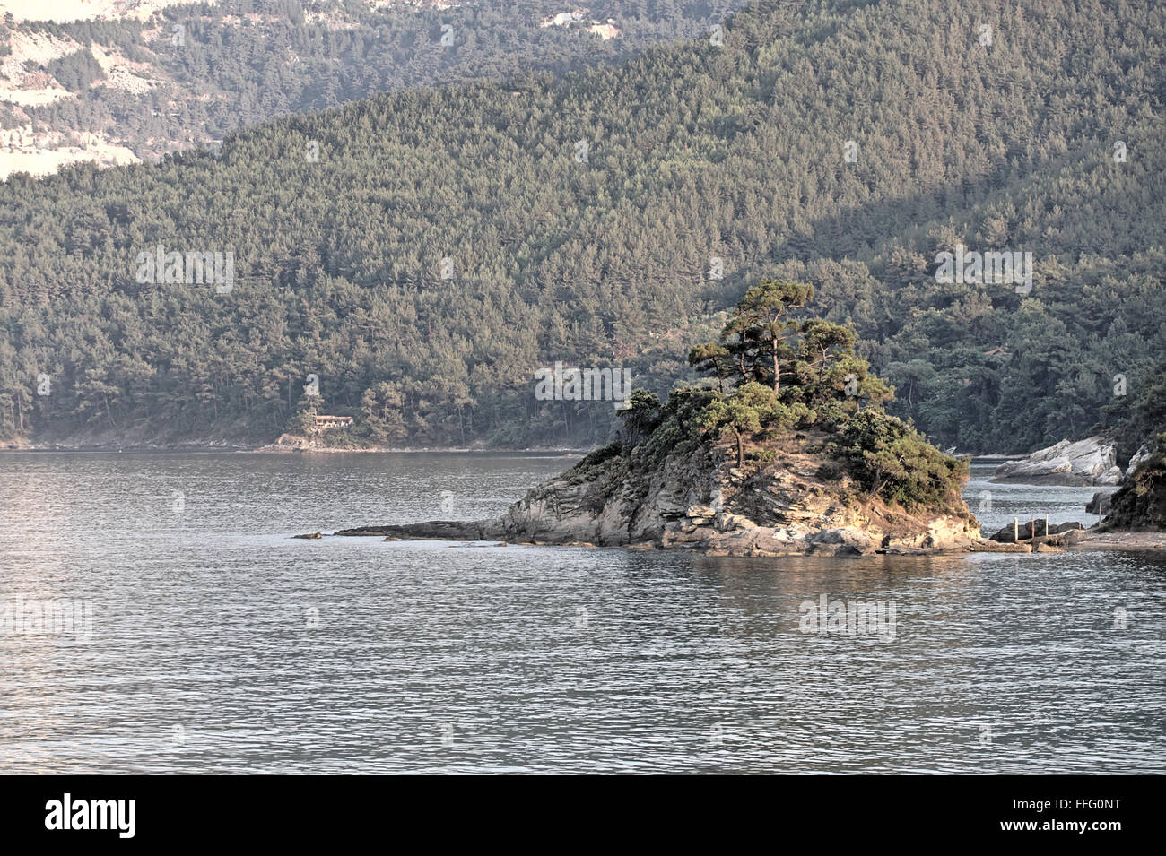 La piccola isola vicino alla costa Foto Stock