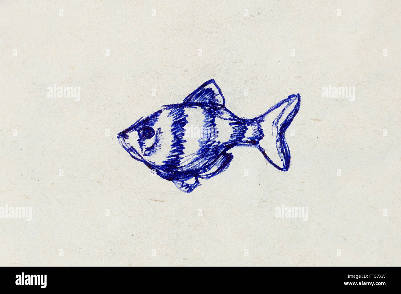Il disegno a matita aquarium pesci sulla vecchia carta Foto stock - Alamy