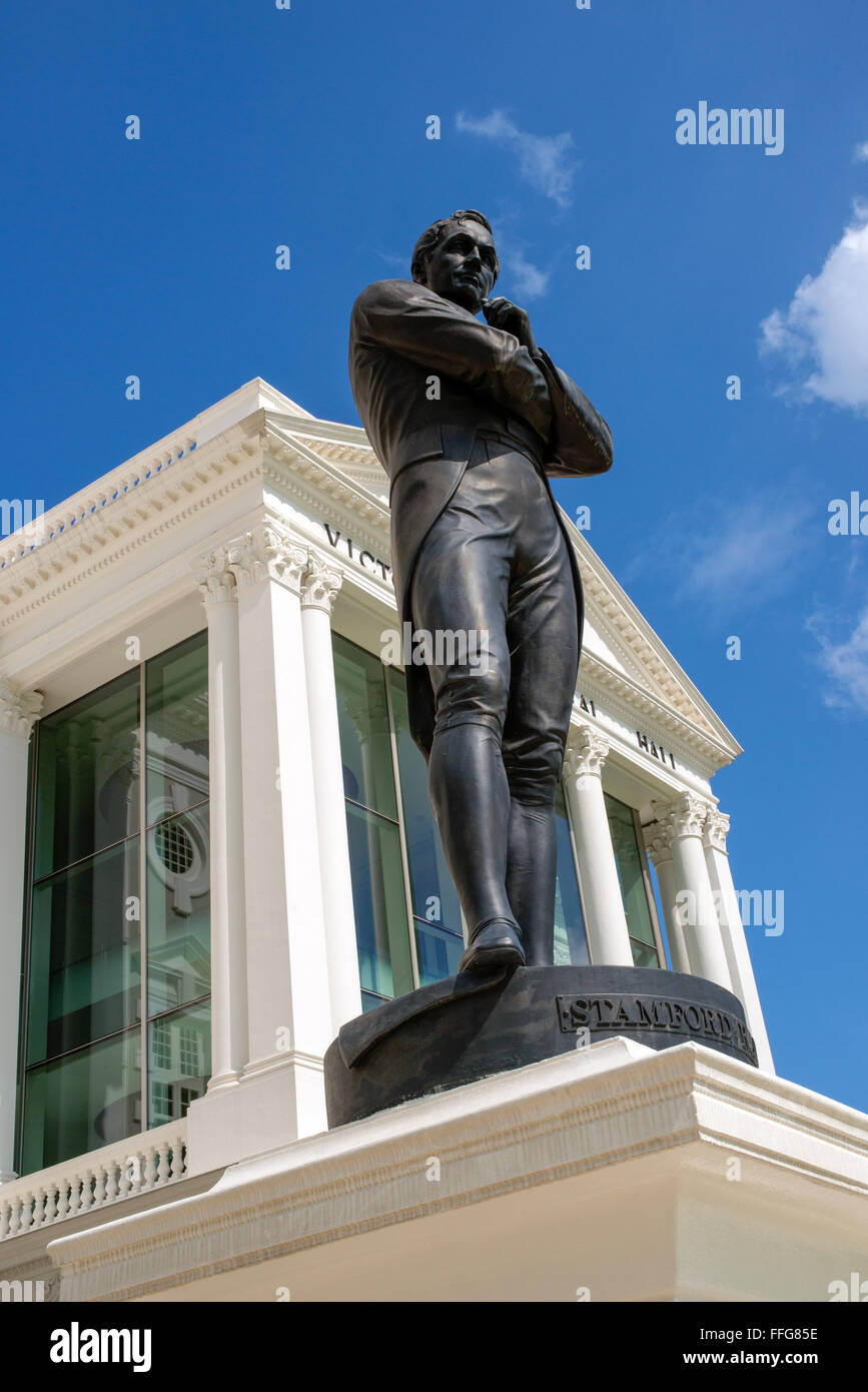 Stamford Raffles statua, Singapore Foto Stock