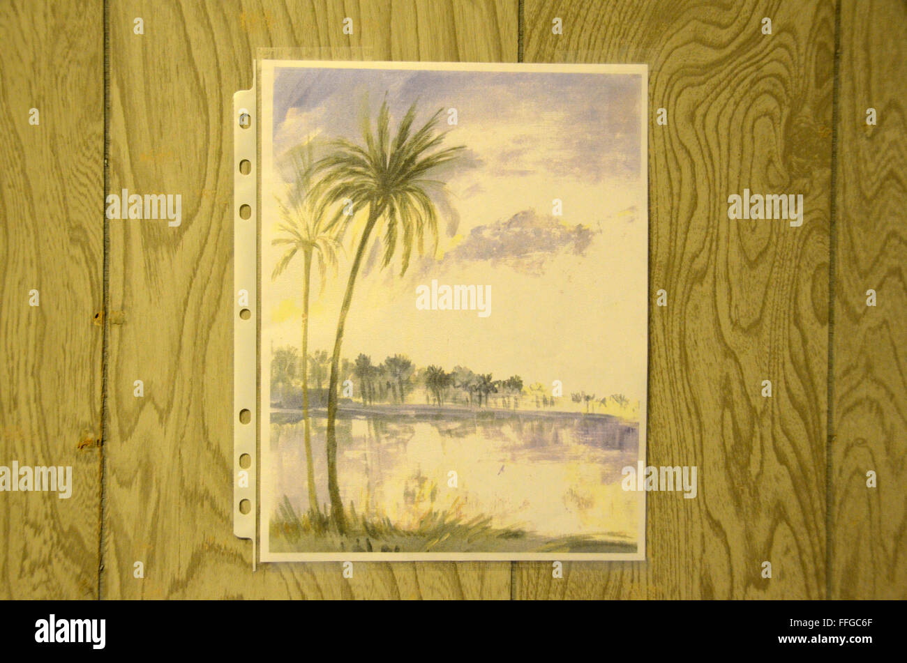GTMO Guantanamo camp delta prigioniero detenuto arte visualizzati nella libreria Foto Stock