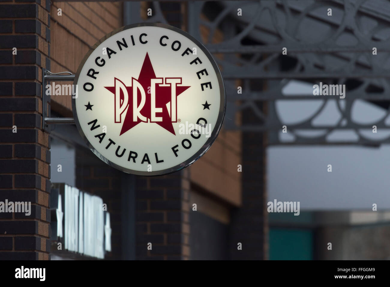 Pret a Manger una catena di fast food logo di segno. Foto Stock