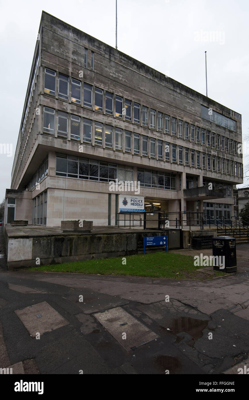 Vista generale di Cardiff stazione centrale di polizia su King Edward VII Avenue a Cardiff, nel Galles del Sud. Foto Stock
