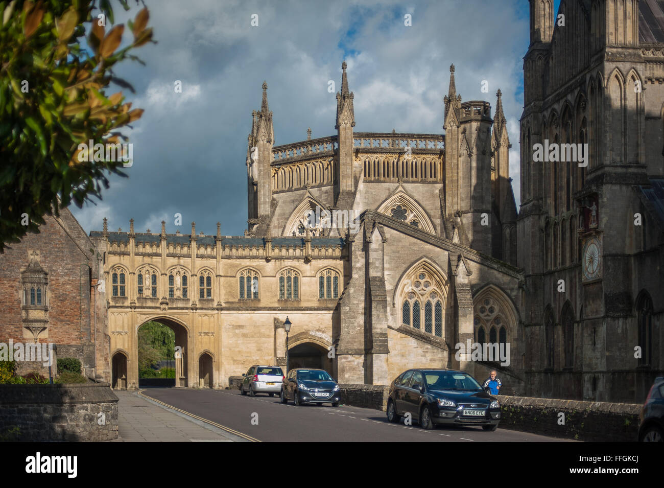Estremità posteriore della Cattedrale di Wells, Somerset, Inghilterra Foto Stock