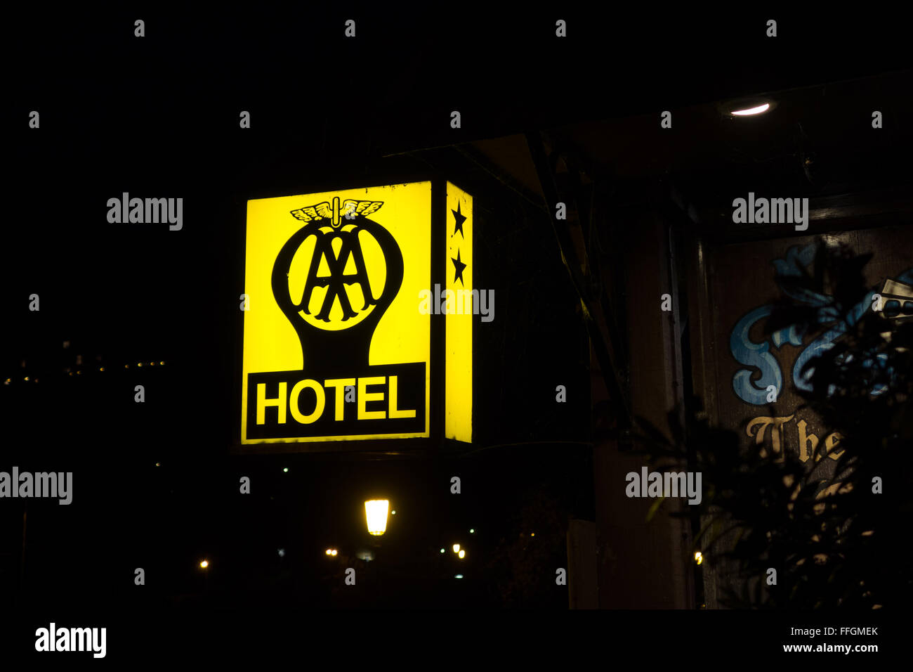 AA hotel a due stelle a firmare Foto Stock